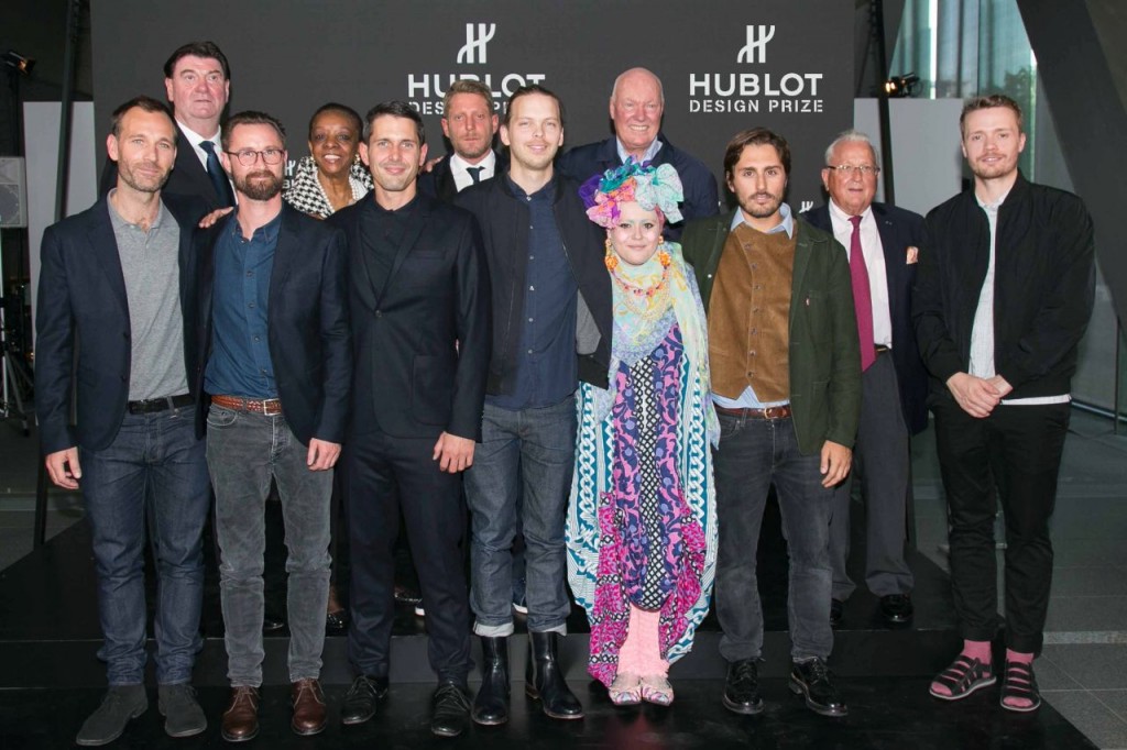 The Hublot Design Prize jury and finalists with Mr Jean-Claude Biver, Chairman Hublot